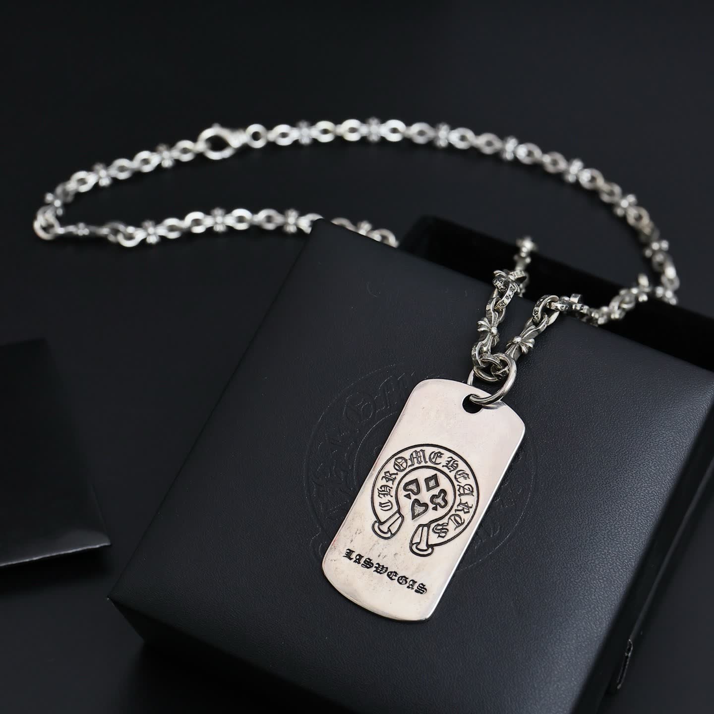 Chrome Hearts Crown Hearts Silver Pendant Necklace